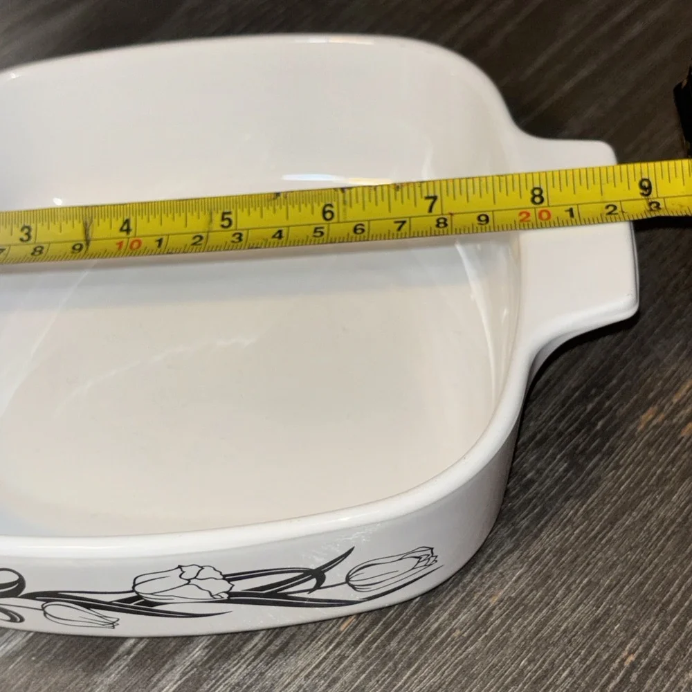 Rare Corning Ware Bakeware A-1-B Lyric Black Tulip Casserole Dish 1 Liter